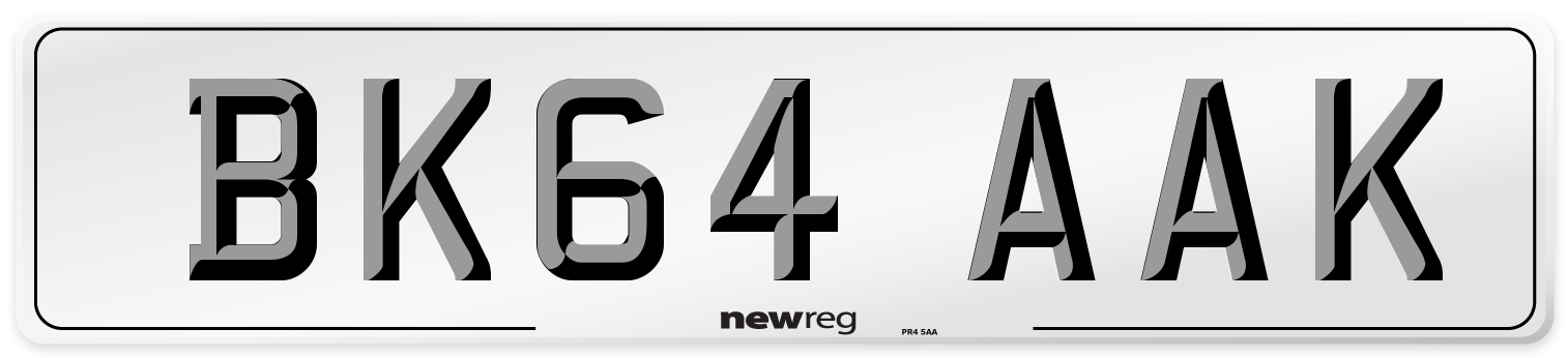 BK64 AAK Number Plate from New Reg